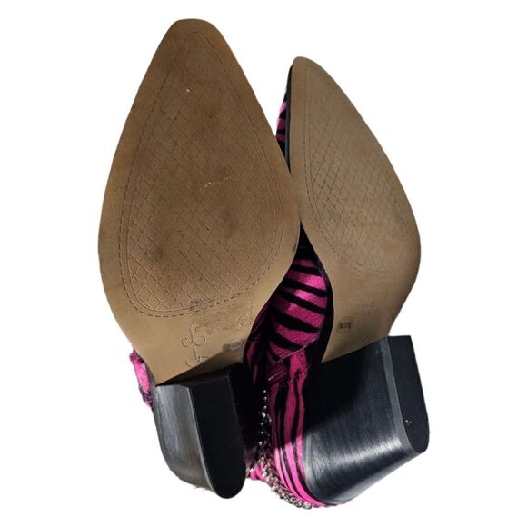 JESSICA SIMPSON "Zayrie" Genuine Calf Hair Pink Black Boots -‎ Size 7 - Picture 5 of 8